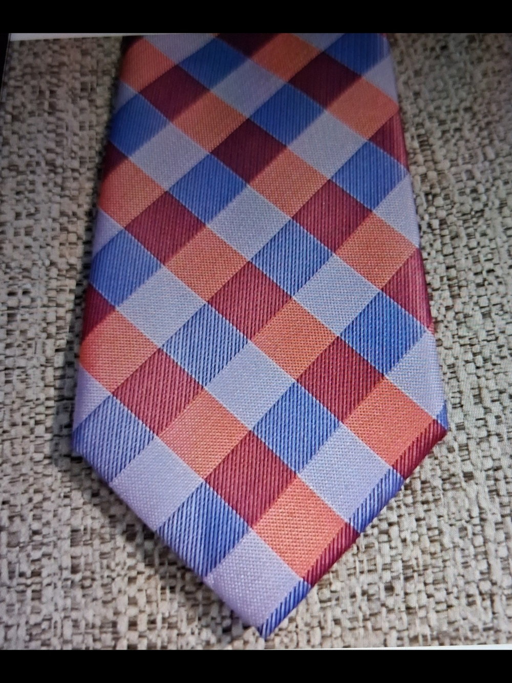 Nautica Plaid Tie in Orange, Blue & Purple Hues